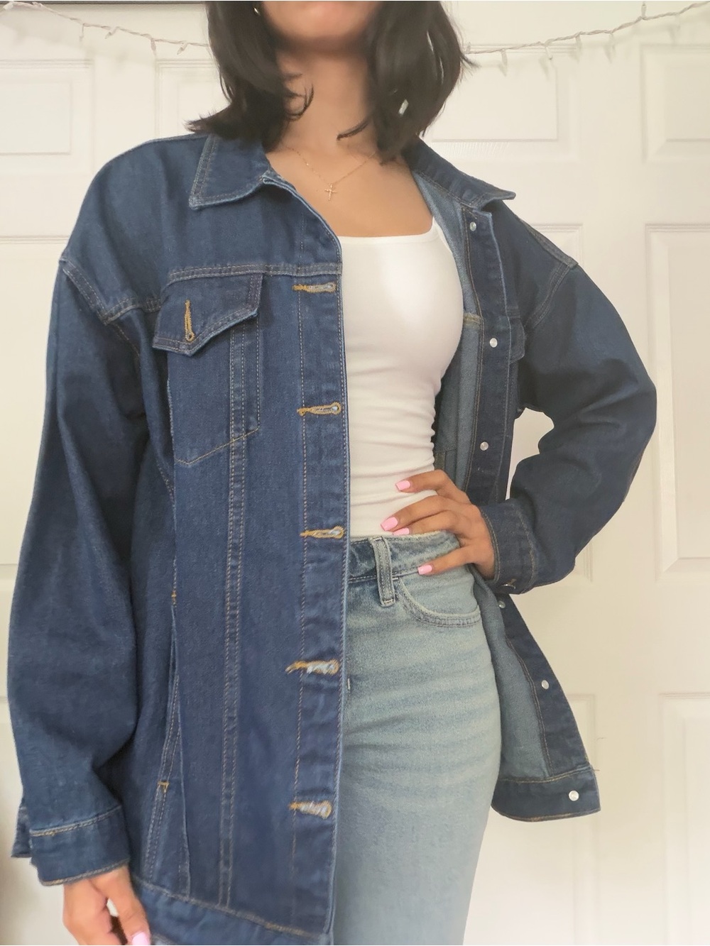 💙Classic Dark Blue Denim Oversized Jacket